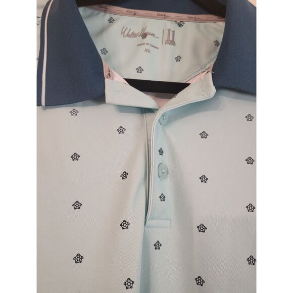 Walter Hagan Men Short Sleeve Golf Polo Size XL Blue 11 Majors Turtle Print - Picture 3 of 8